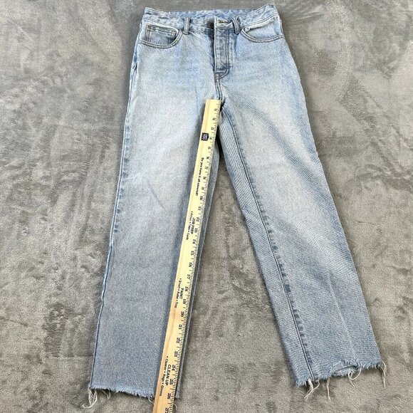 J. Galt / Brandy Melville Light Wash Button-fly Jeans Size Medium Raw Hem - Picture 3 of 8